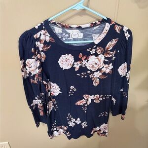 Maurices Navy Floral Long Sleeve Top
